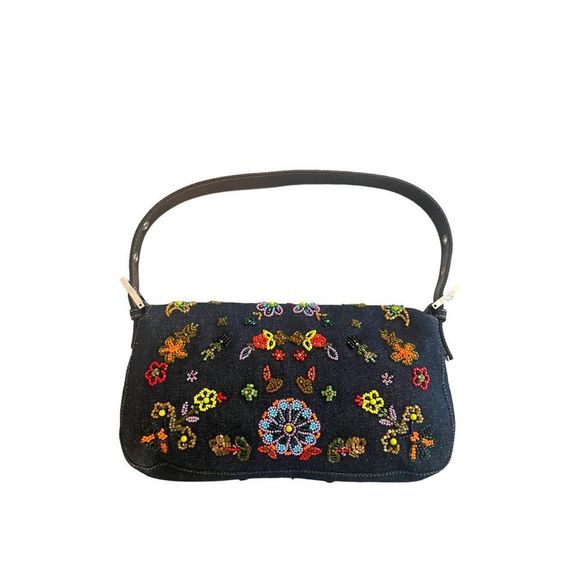 Fendi Denim Beaded Baguette - Picture 10 of 10